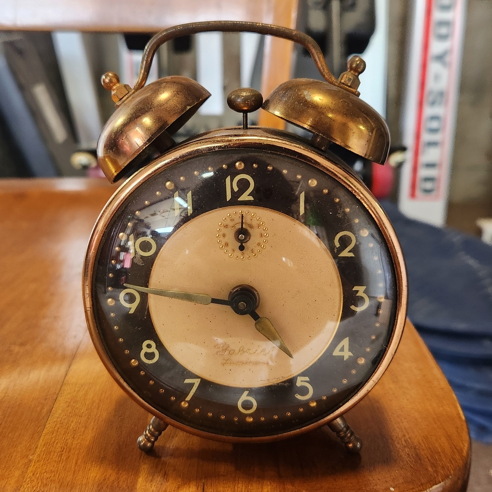 Vintage Gabriel Luminous Bronze Alarm Clock